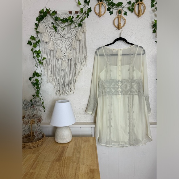 Sundance 100% Silk Beaded & Embroidered Midi Dress Size 10 With Slip Coastal - Picture 4 of 16